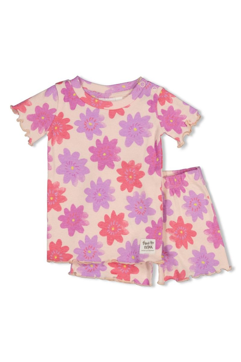 Feetje Shortama Bibi Bloom Lila, korte pyjama met bloemenprint